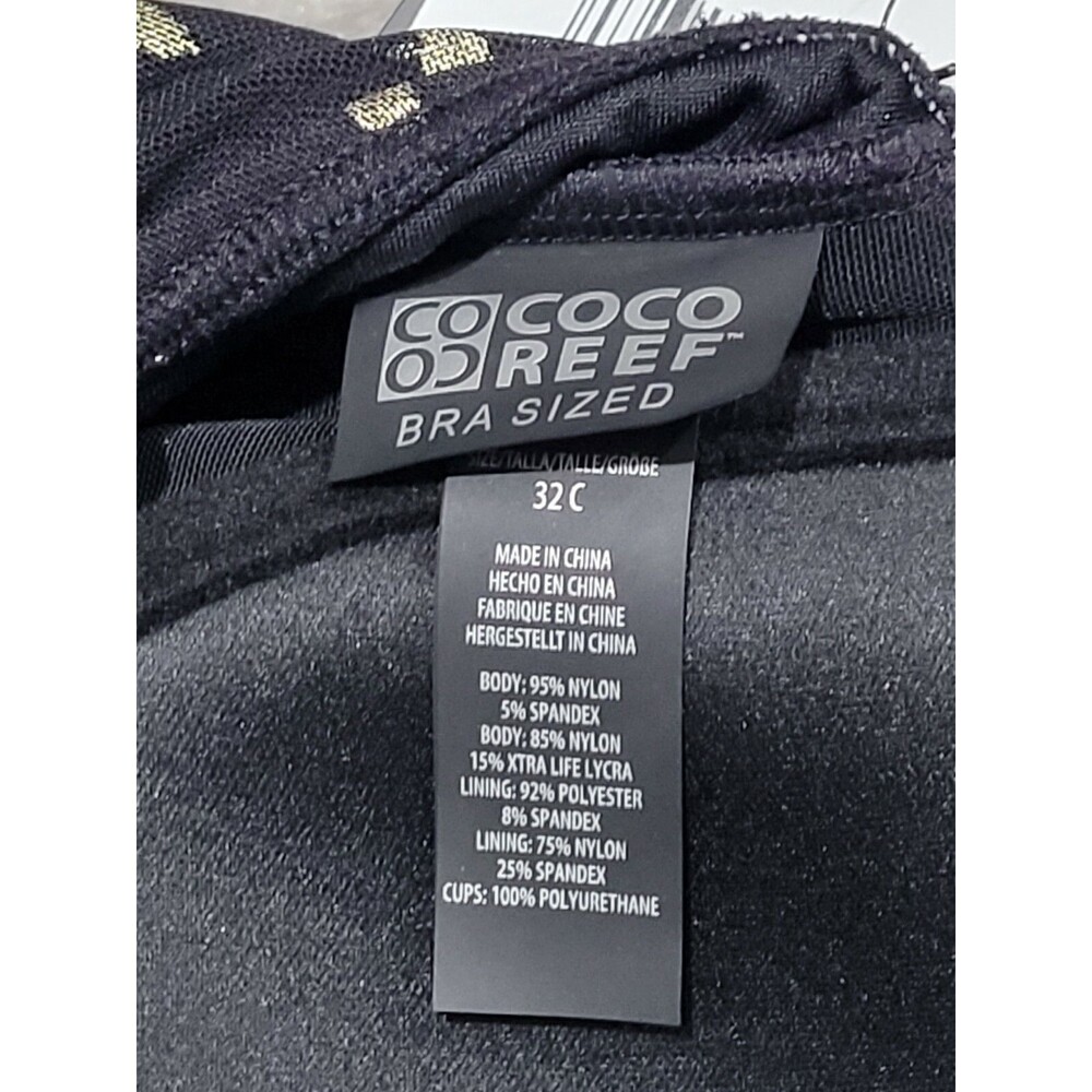 Coco Reef Womens 32 C Black Gold Diamond Allure Tankini Swimsuit Top NWT - Picture 4 of 6